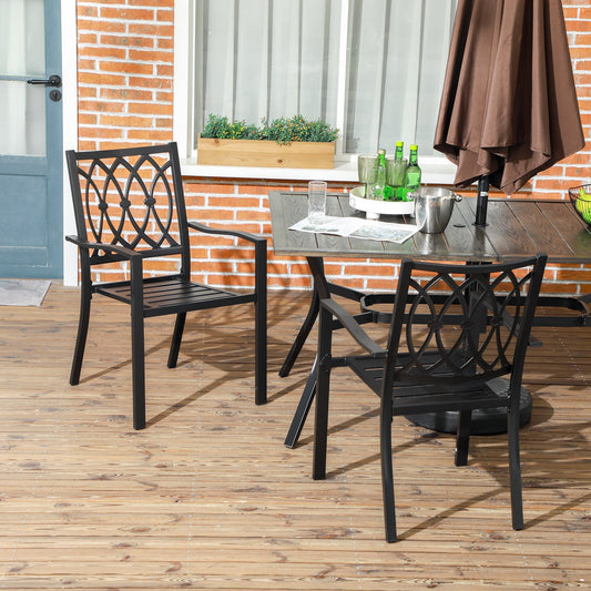 2 PCs Dining Chairs, Outdoor Armchairs, Stackable Design, Black Patio Chairs Black  at Gallery Canada