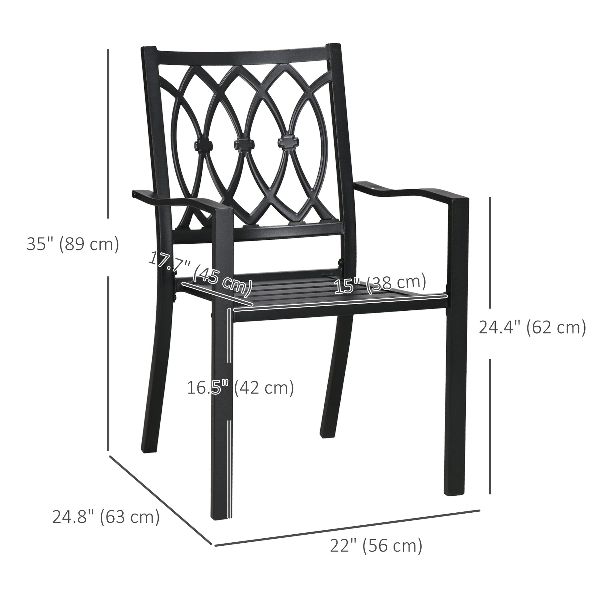 2 PCs Dining Chairs, Outdoor Armchairs, Stackable Design, Black Patio Chairs   at Gallery Canada