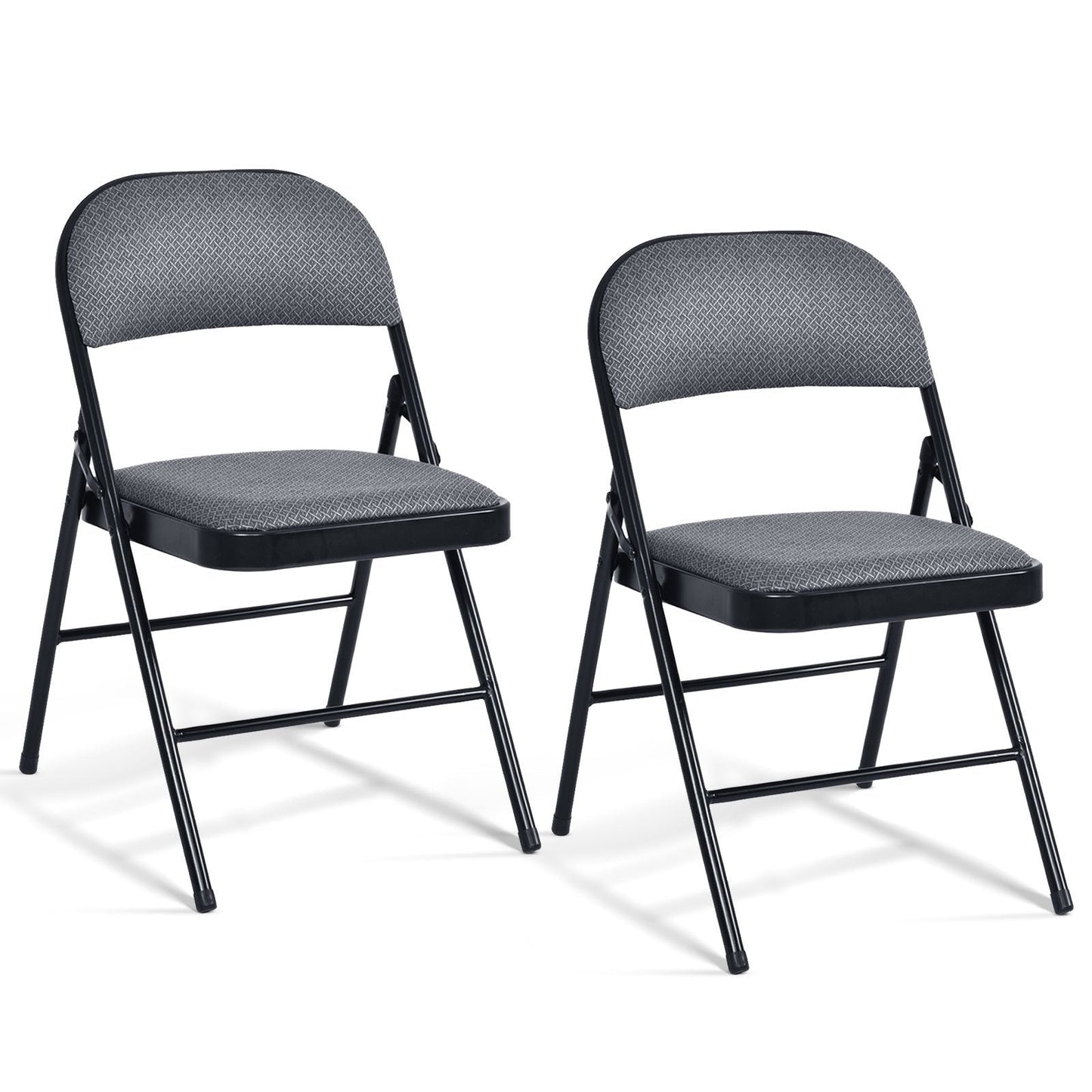 2 PCS Folding Chair Set with Upholstered Seat and Fabric Covered Backrest, Black Chairs   at Gallery Canada