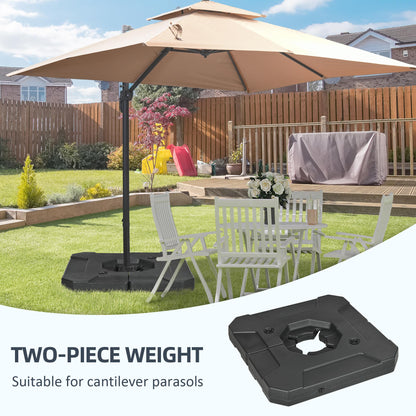 2 PCs Patio Umbrella Weights Base Stand for Cantilever Parasols, 242lb Sand or 154lb Water Filled, Black Umbrella Bases   at Gallery Canada