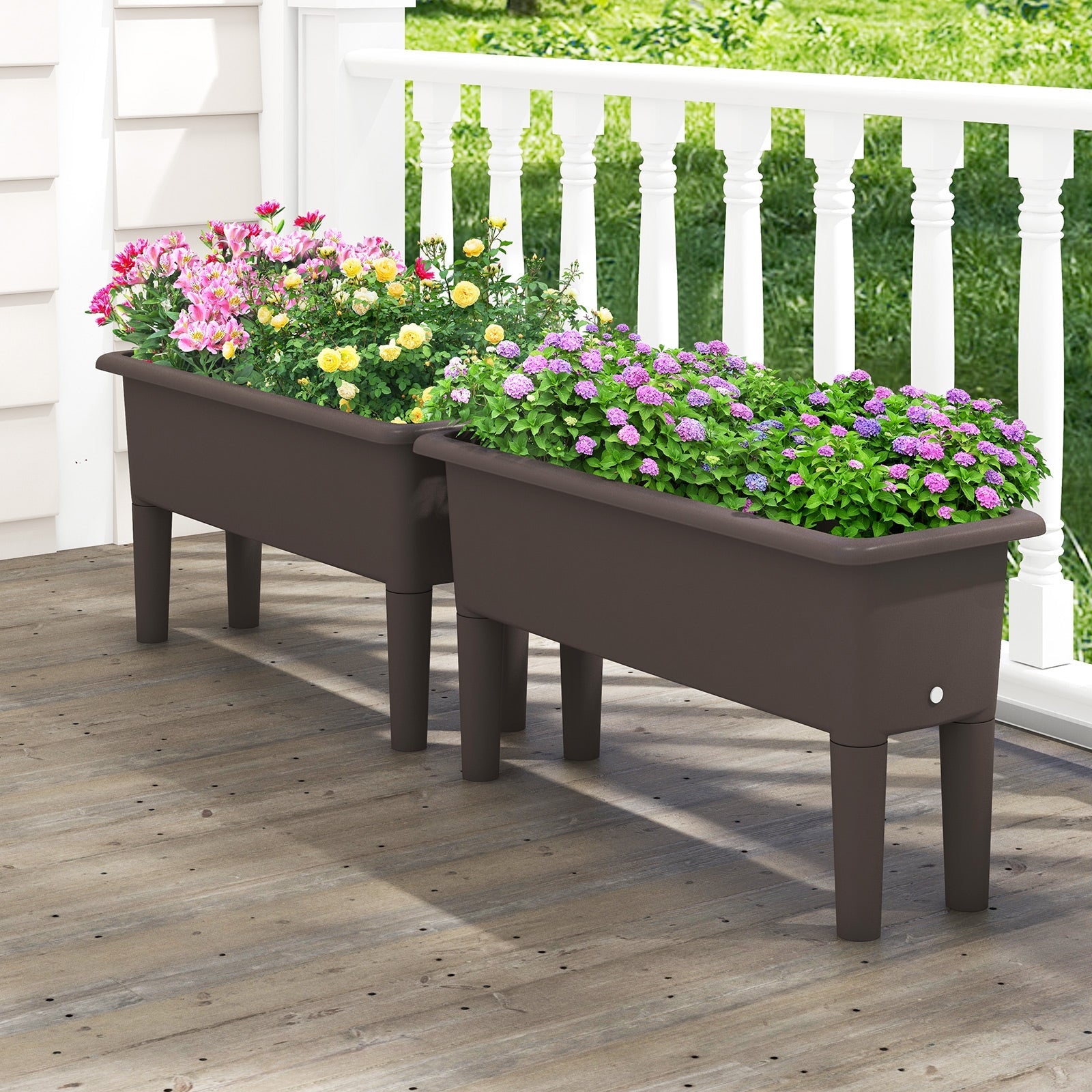 2 PCS Raised Garden Beds Self-Watering Planter Box with Detachable Legs and Drainage Hole, Coffee Raised Garden Beds   at Gallery Canada