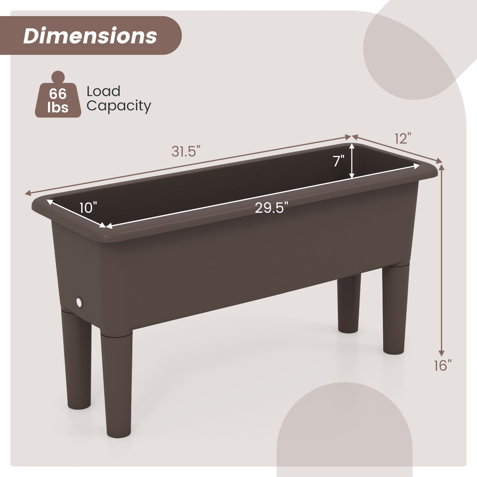 2 PCS Raised Garden Beds Self-Watering Planter Box with Detachable Legs and Drainage Hole, Coffee Raised Garden Beds   at Gallery Canada