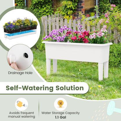 2 PCS Raised Garden Beds Self-Watering Planter Box with Detachable Legs and Drainage Hole, White Raised Garden Beds   at Gallery Canada