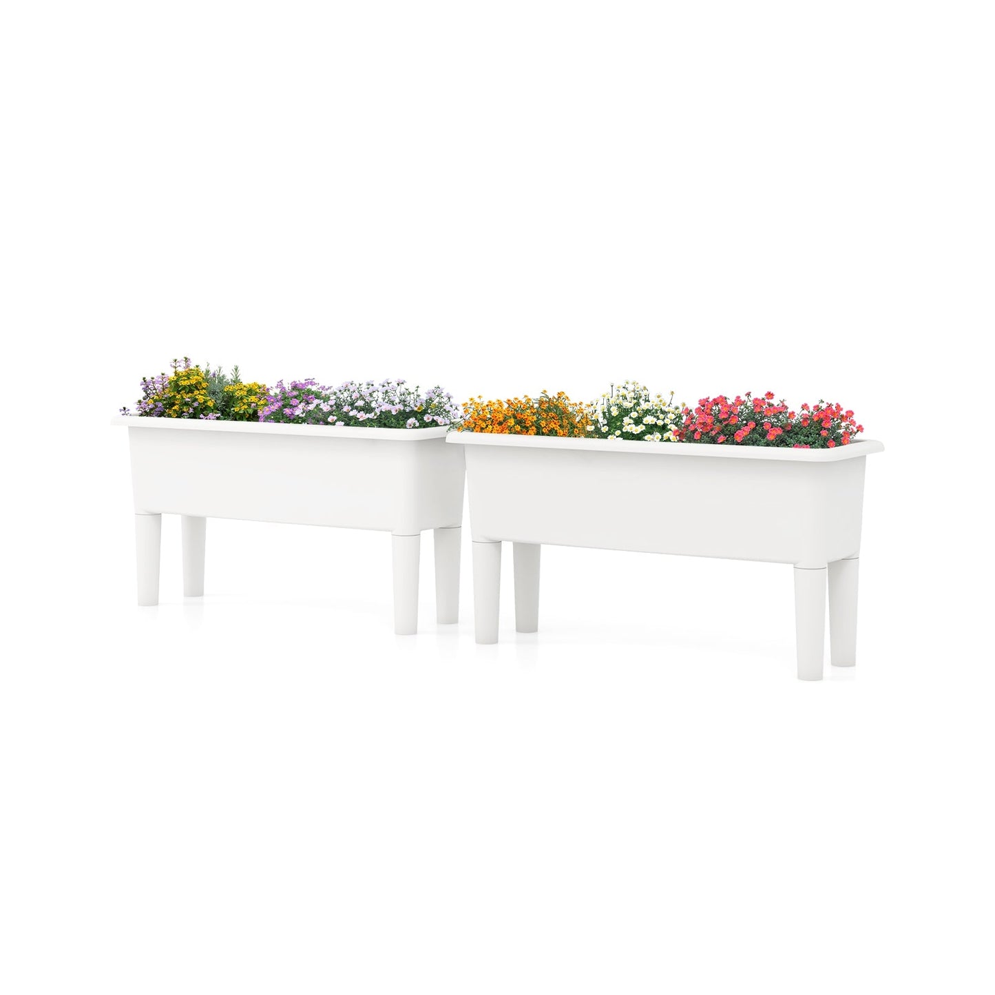 2 PCS Raised Garden Beds Self-Watering Planter Box with Detachable Legs and Drainage Hole, White Raised Garden Beds White  at Gallery Canada