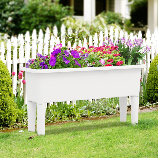 2 PCS Raised Garden Beds Self-Watering Planter Box with Detachable Legs and Drainage Hole, White Raised Garden Beds White  at Gallery Canada