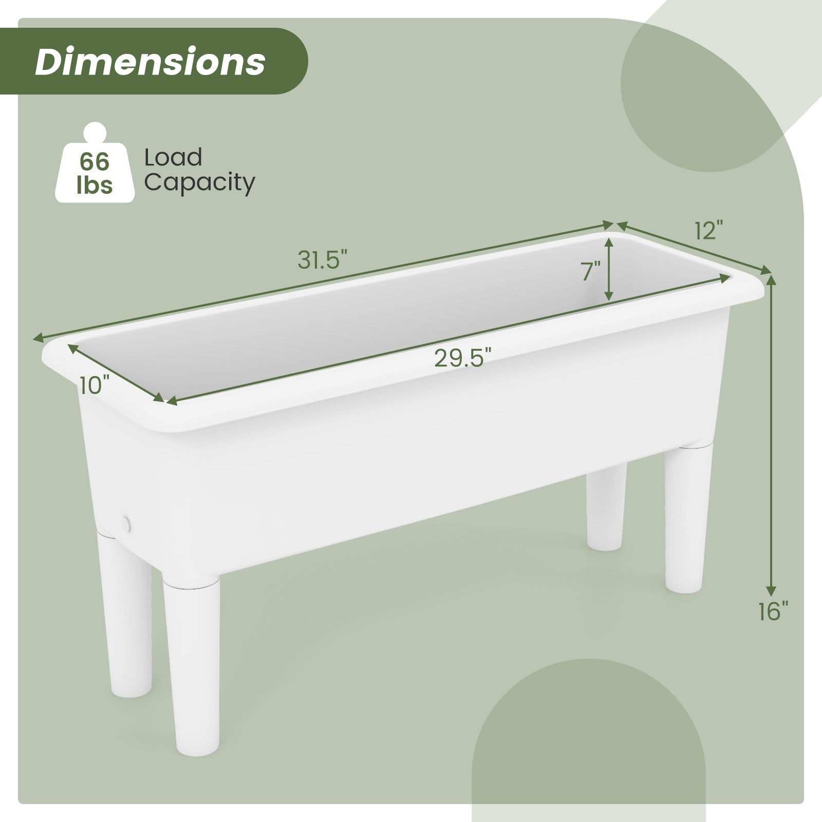 2 PCS Raised Garden Beds Self-Watering Planter Box with Detachable Legs and Drainage Hole, White Raised Garden Beds   at Gallery Canada