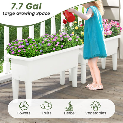 2 PCS Raised Garden Beds Self-Watering Planter Box with Detachable Legs and Drainage Hole, White Raised Garden Beds   at Gallery Canada