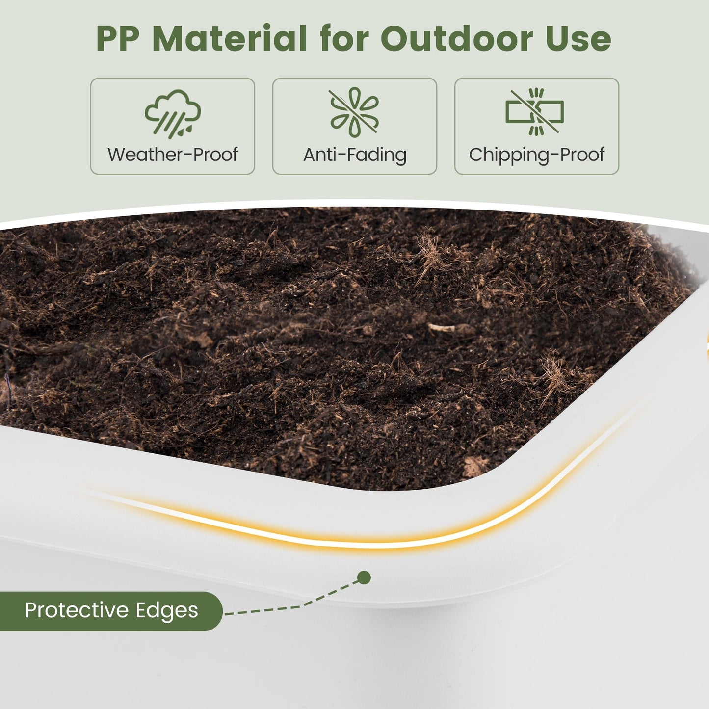 2 PCS Raised Garden Beds Self-Watering Planter Box with Detachable Legs and Drainage Hole, White Raised Garden Beds   at Gallery Canada