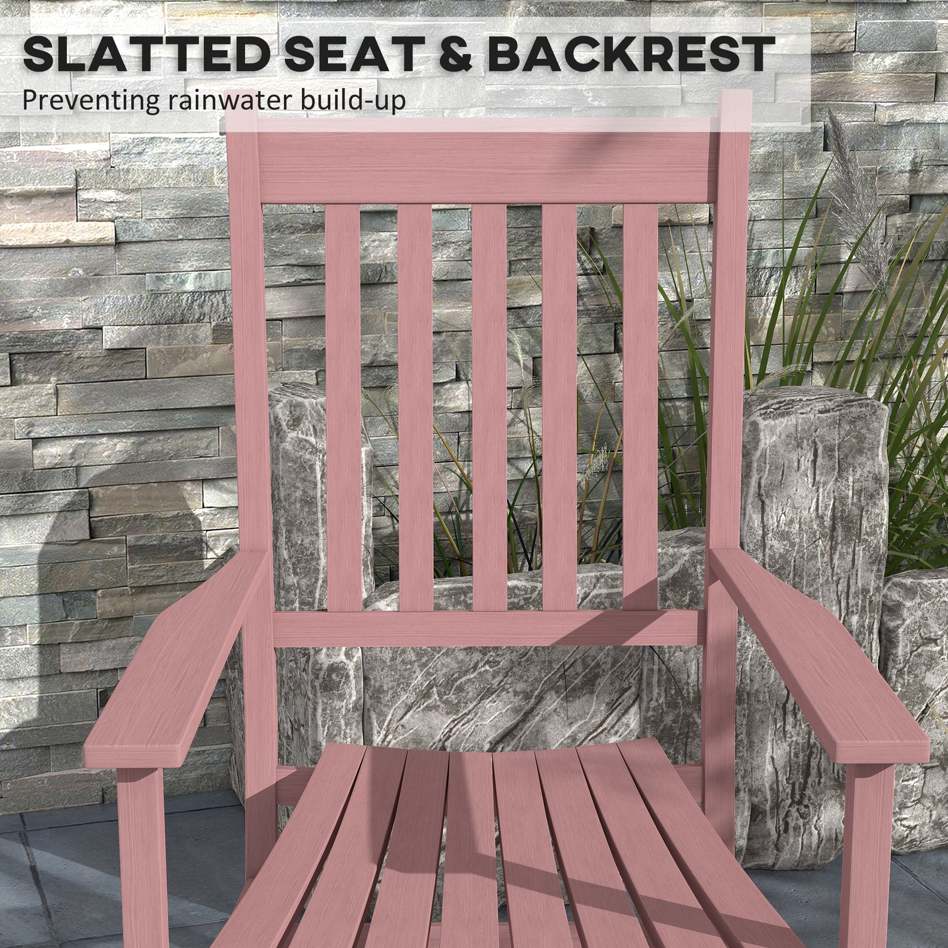 Wooden Patio Rocking Chairs Set of 2 with Wide Armrests and High Back, Natural Outdoor Rocking Chairs   at Gallery Canada