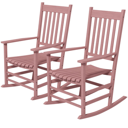 Wooden Patio Rocking Chairs Set of 2 with Wide Armrests and High Back, Natural Outdoor Rocking Chairs Natural  at Gallery Canada