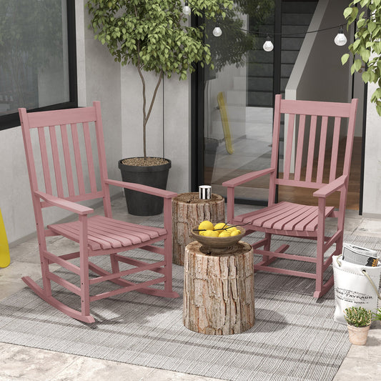 Wooden Patio Rocking Chairs Set of 2 with Wide Armrests and High Back, Natural Outdoor Rocking Chairs Natural  at Gallery Canada