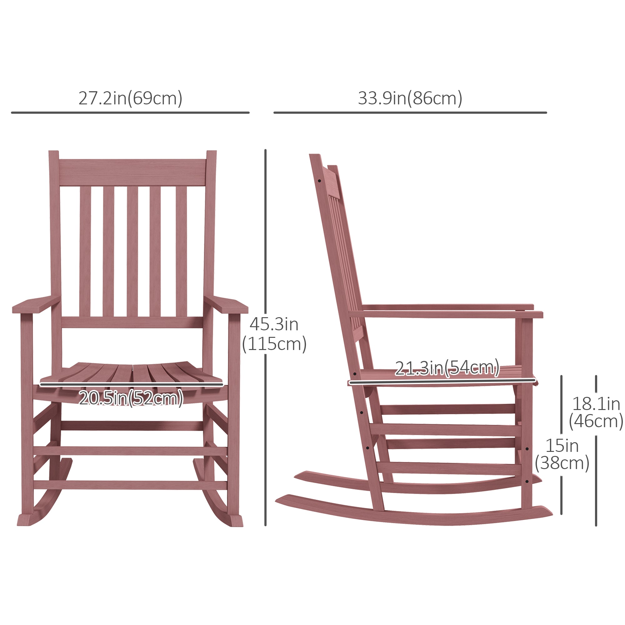 Wooden Patio Rocking Chairs Set of 2 with Wide Armrests and High Back, Natural Outdoor Rocking Chairs   at Gallery Canada