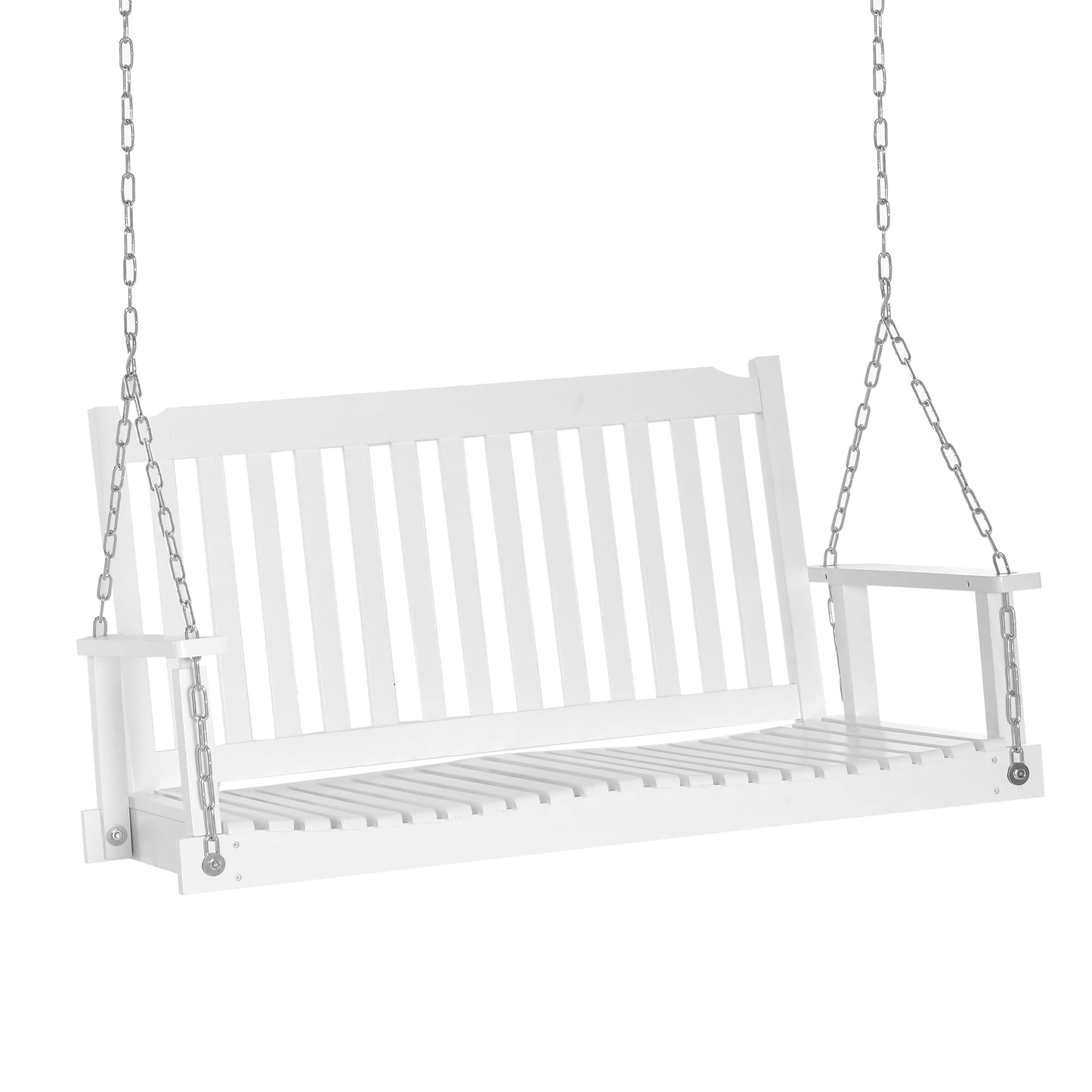 2-People Porch Swing Bench, Patio Swing Chair with 2 Adjustable Hanging Chains for Deck, Garden, Backyard, White Hanging Porch Swings   at Gallery Canada