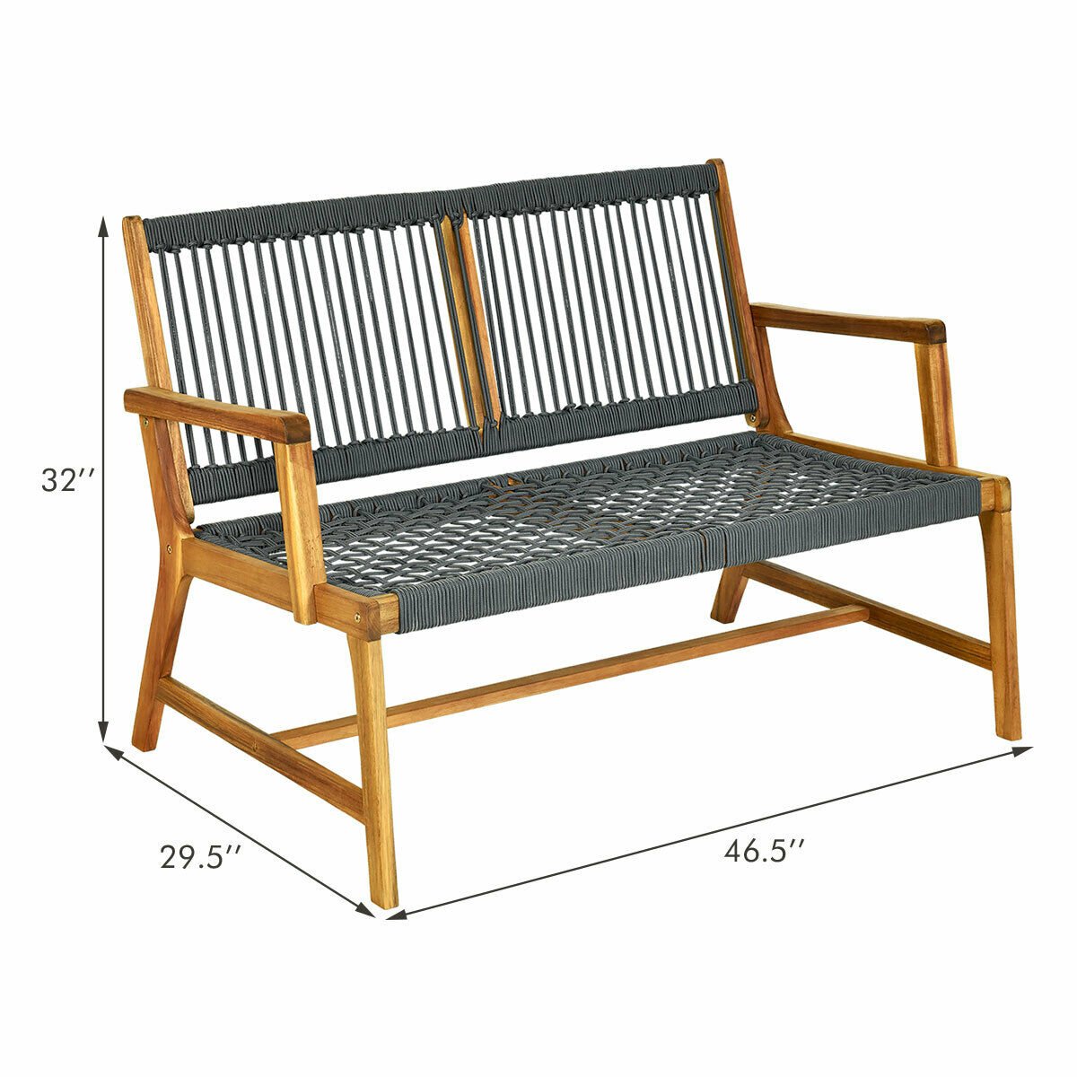 2-Person Acacia Wood Yard Bench for Balcony and Patio, Gray Outdoor Benches   at Gallery Canada