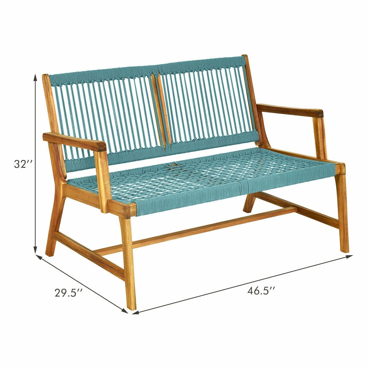 2-Person Acacia Wood Yard Bench for Balcony and Patio, Turquoise Outdoor Benches   at Gallery Canada