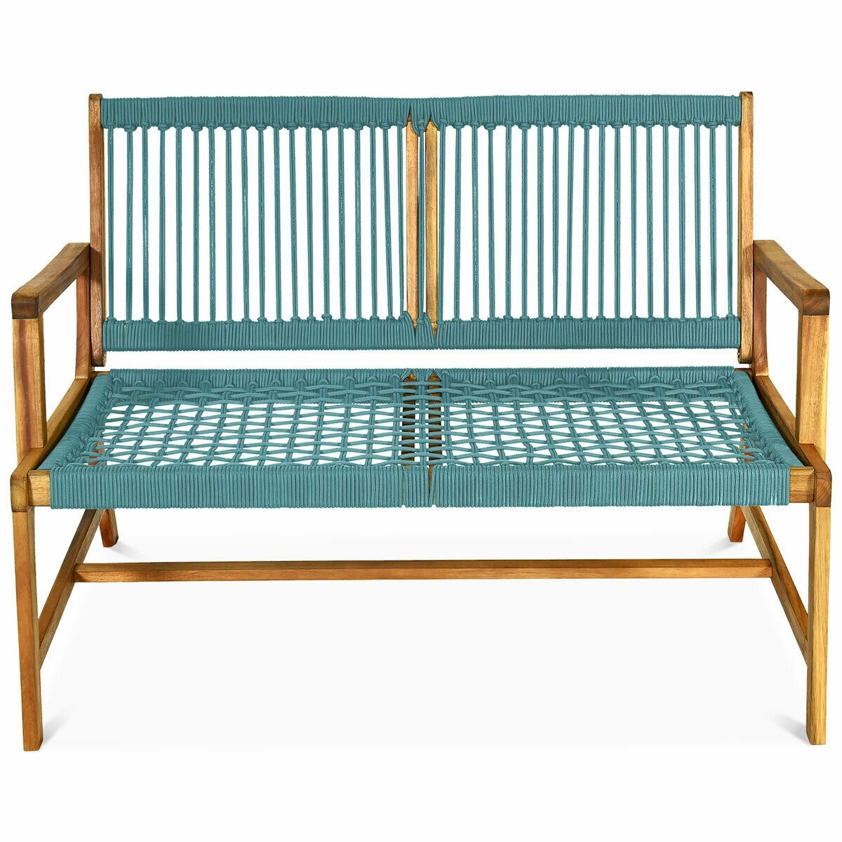 2-Person Acacia Wood Yard Bench for Balcony and Patio, Turquoise Outdoor Benches   at Gallery Canada