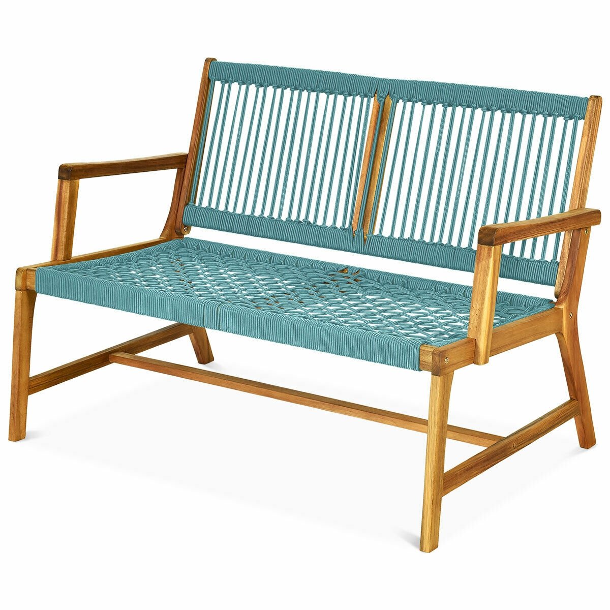 2-Person Acacia Wood Yard Bench for Balcony and Patio, Turquoise Outdoor Benches   at Gallery Canada