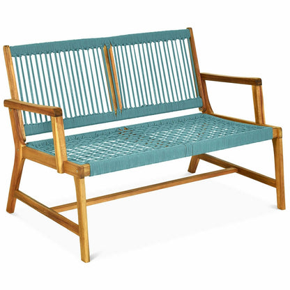 2-Person Acacia Wood Yard Bench for Balcony and Patio, Turquoise Outdoor Benches   at Gallery Canada