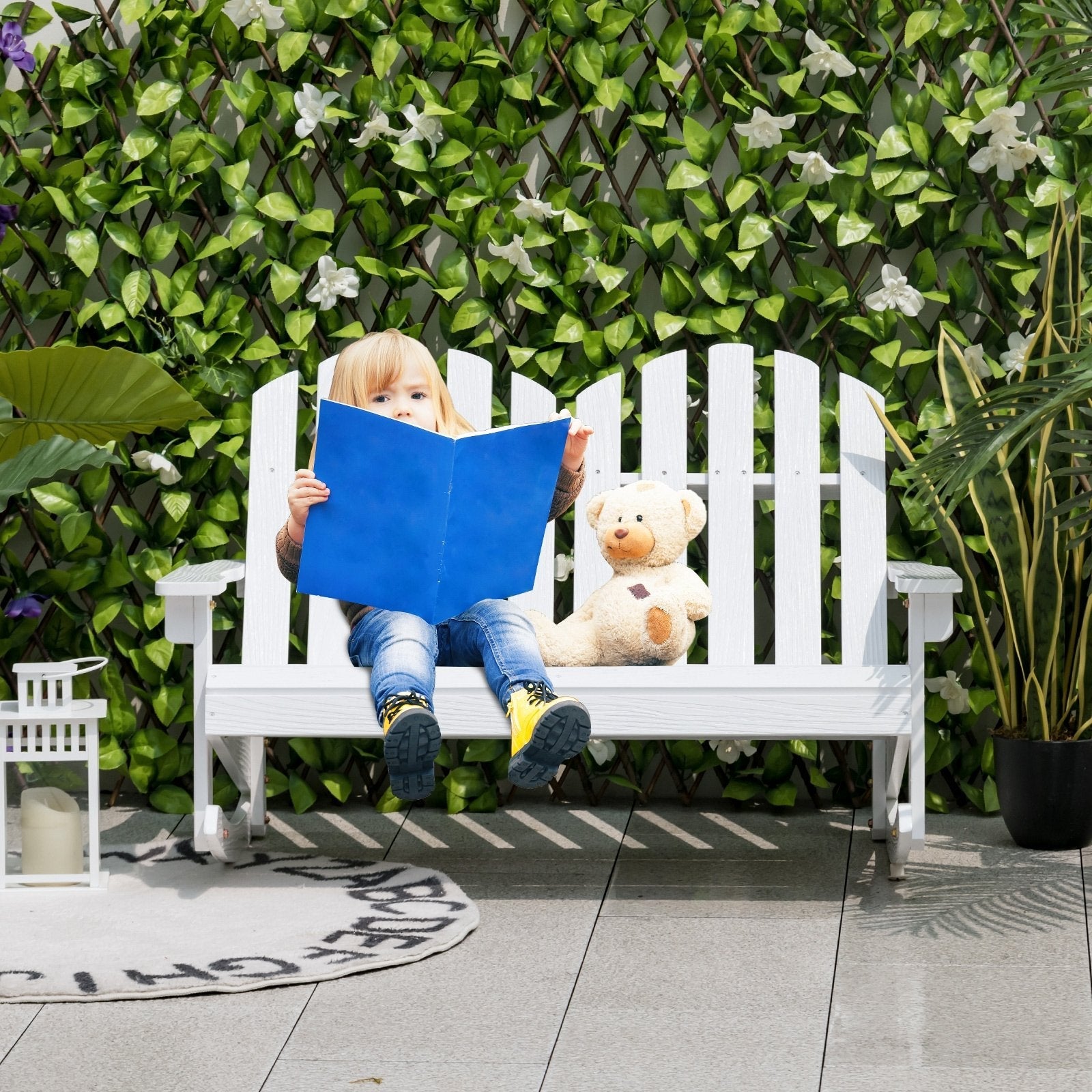 2 Person Adirondack Rocking Chair with Slatted seat, White Patio Rocking Chairs & Gliders   at Gallery Canada