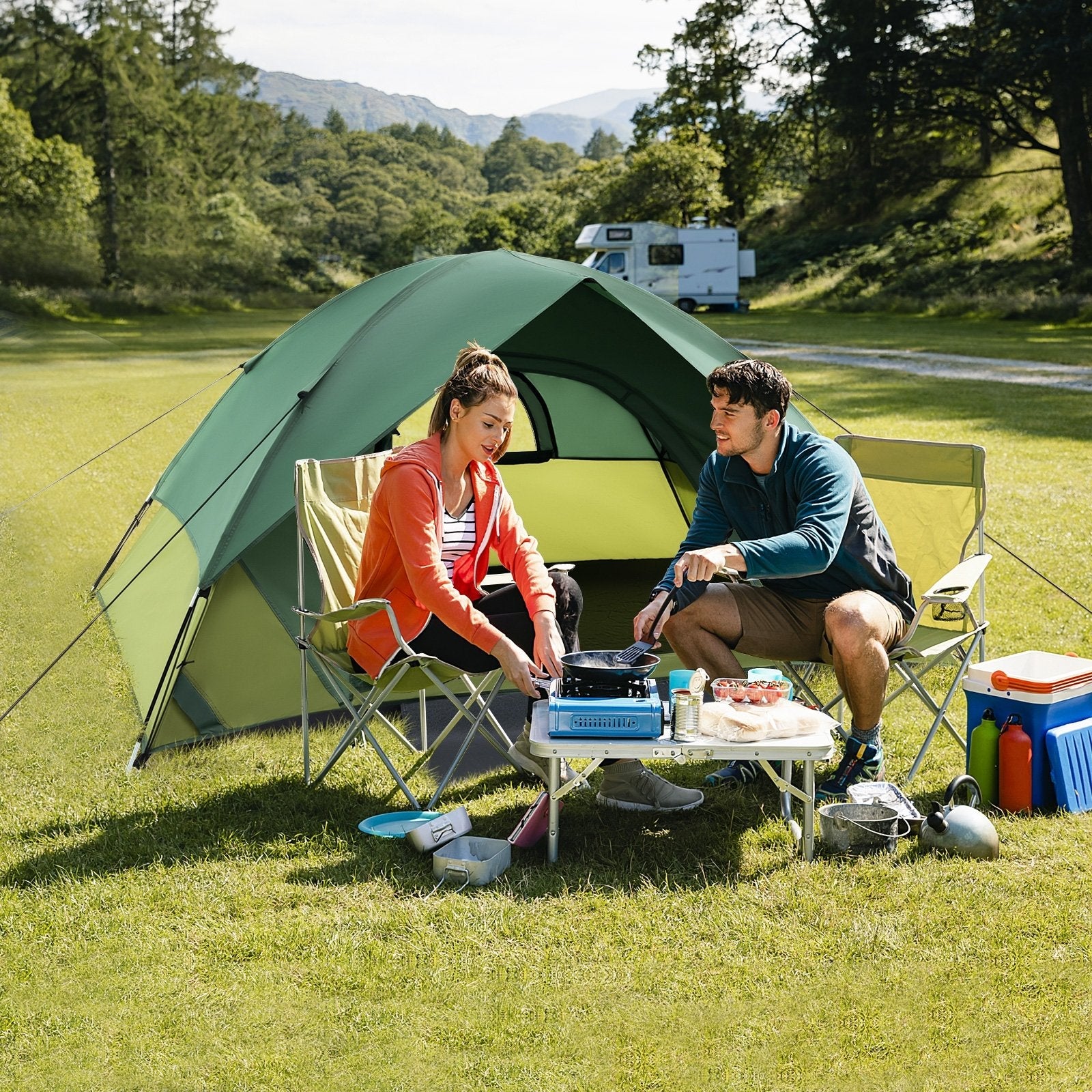 2-person Camping Tent w/ Removable Rain Fly and Double-layer Door, Green Tents   at Gallery Canada