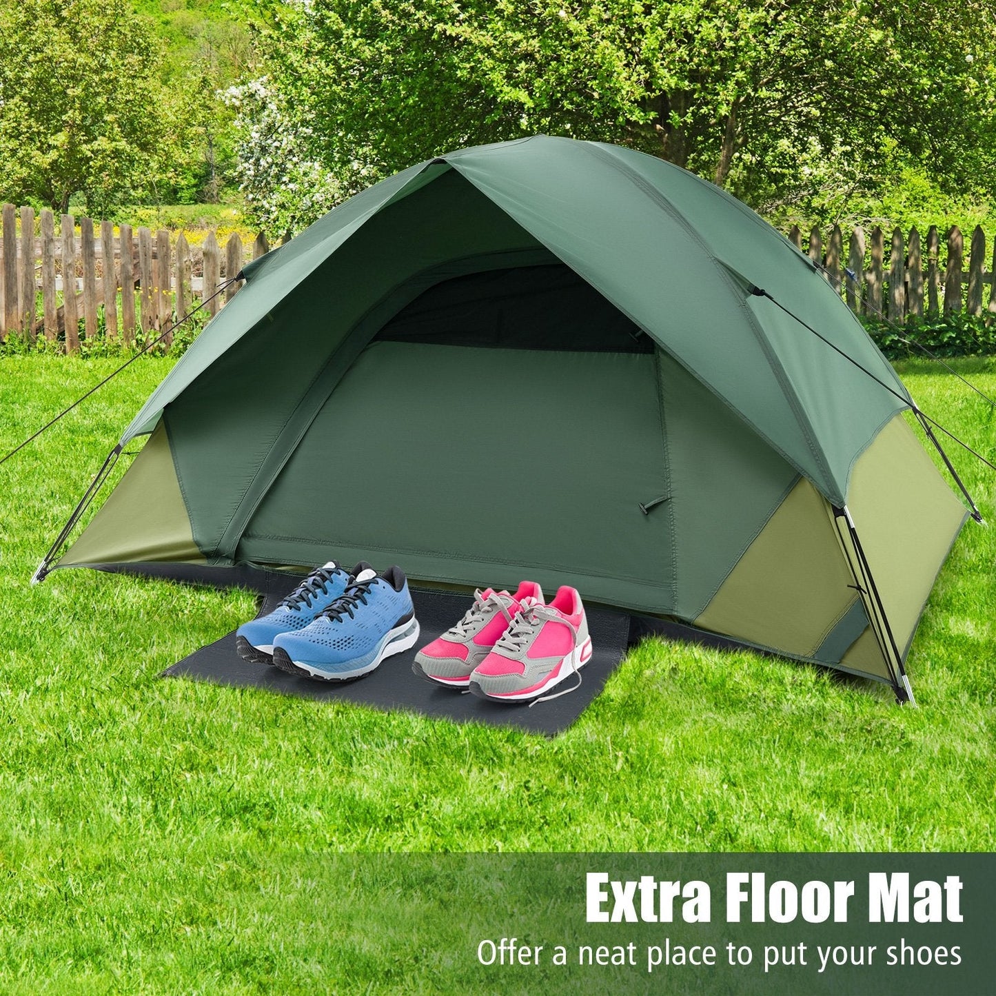 2-person Camping Tent w/ Removable Rain Fly and Double-layer Door, Green Tents   at Gallery Canada