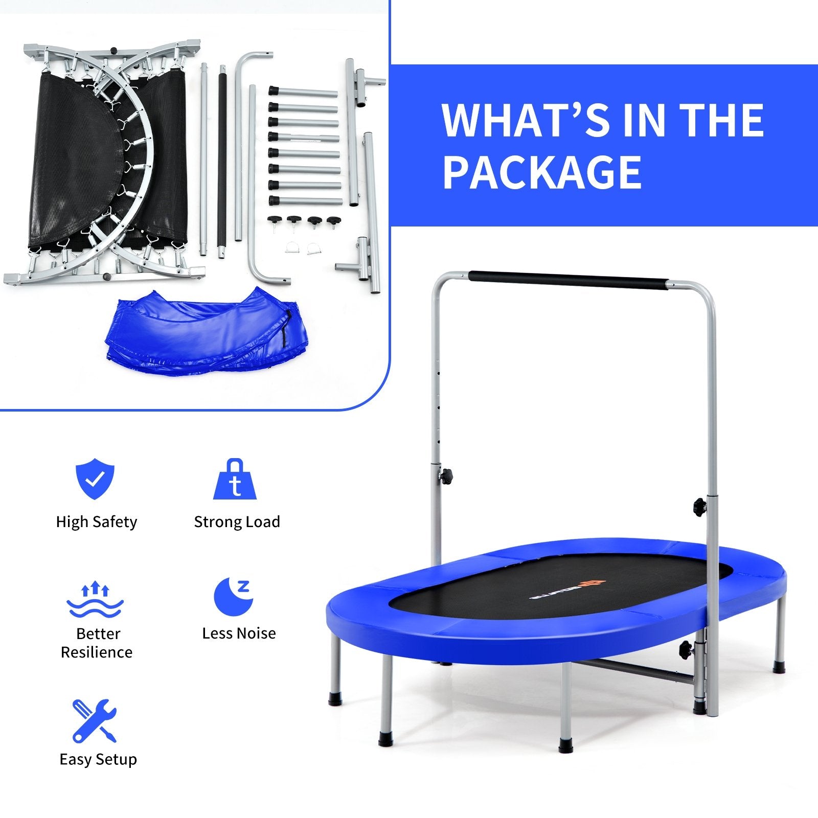 2-Person Foldable Mini Kids Fitness Rebounder Trampoline, Blue Trampolines   at Gallery Canada