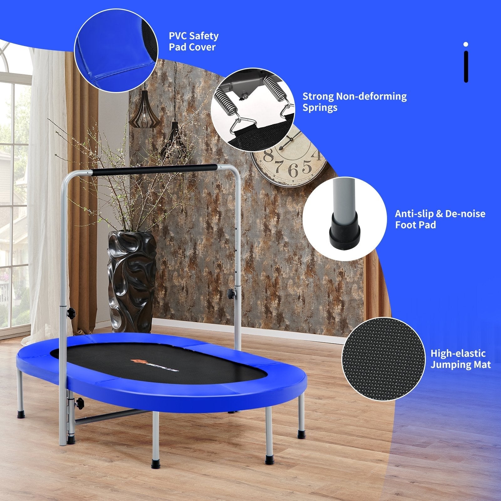 2-Person Foldable Mini Kids Fitness Rebounder Trampoline, Blue Trampolines   at Gallery Canada