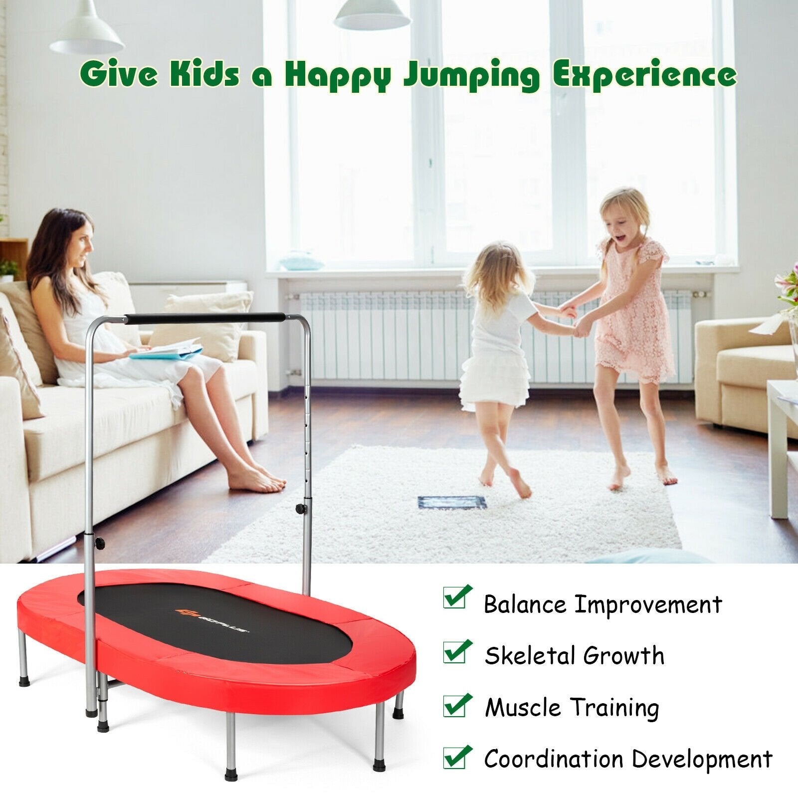 2-Person Foldable Mini Kids Fitness Rebounder Trampoline, Red Trampolines   at Gallery Canada