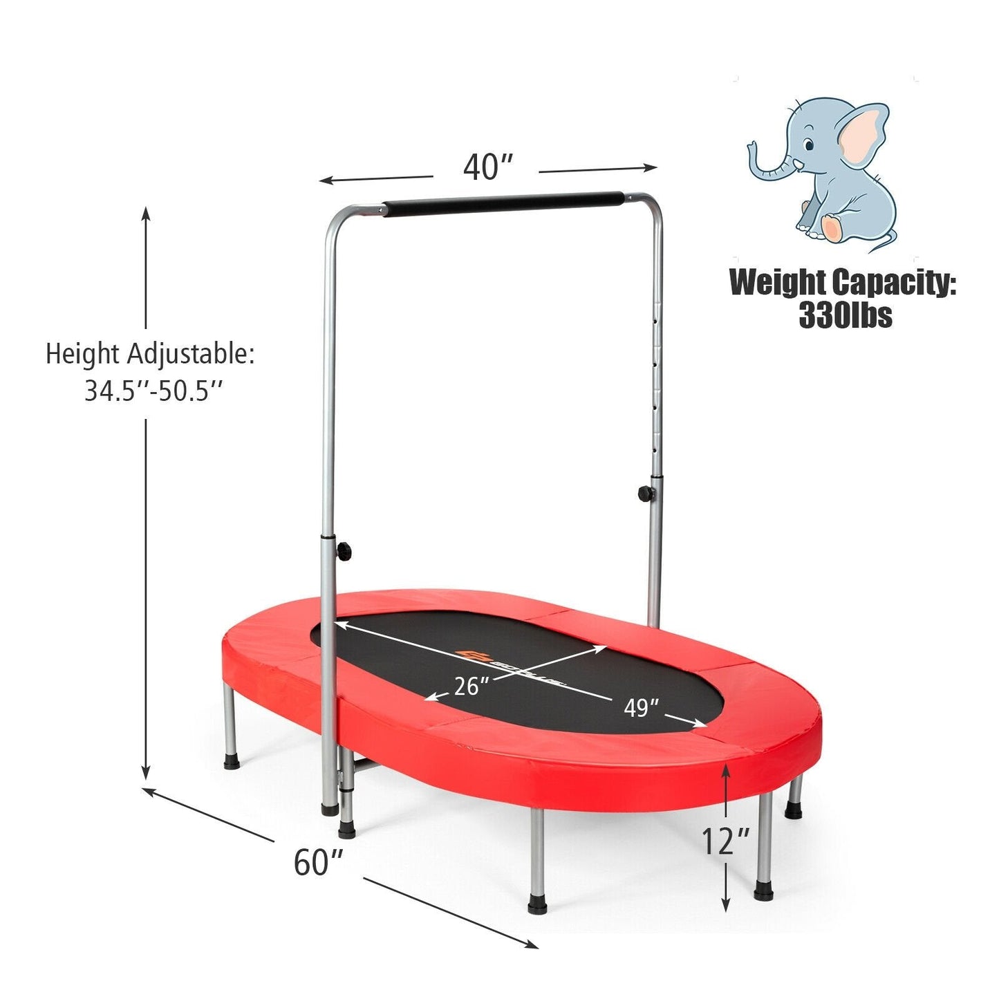 2-Person Foldable Mini Kids Fitness Rebounder Trampoline, Red Trampolines   at Gallery Canada