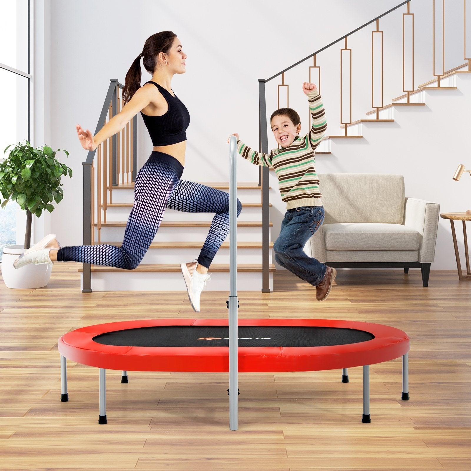 2-Person Foldable Mini Kids Fitness Rebounder Trampoline, Red Trampolines   at Gallery Canada