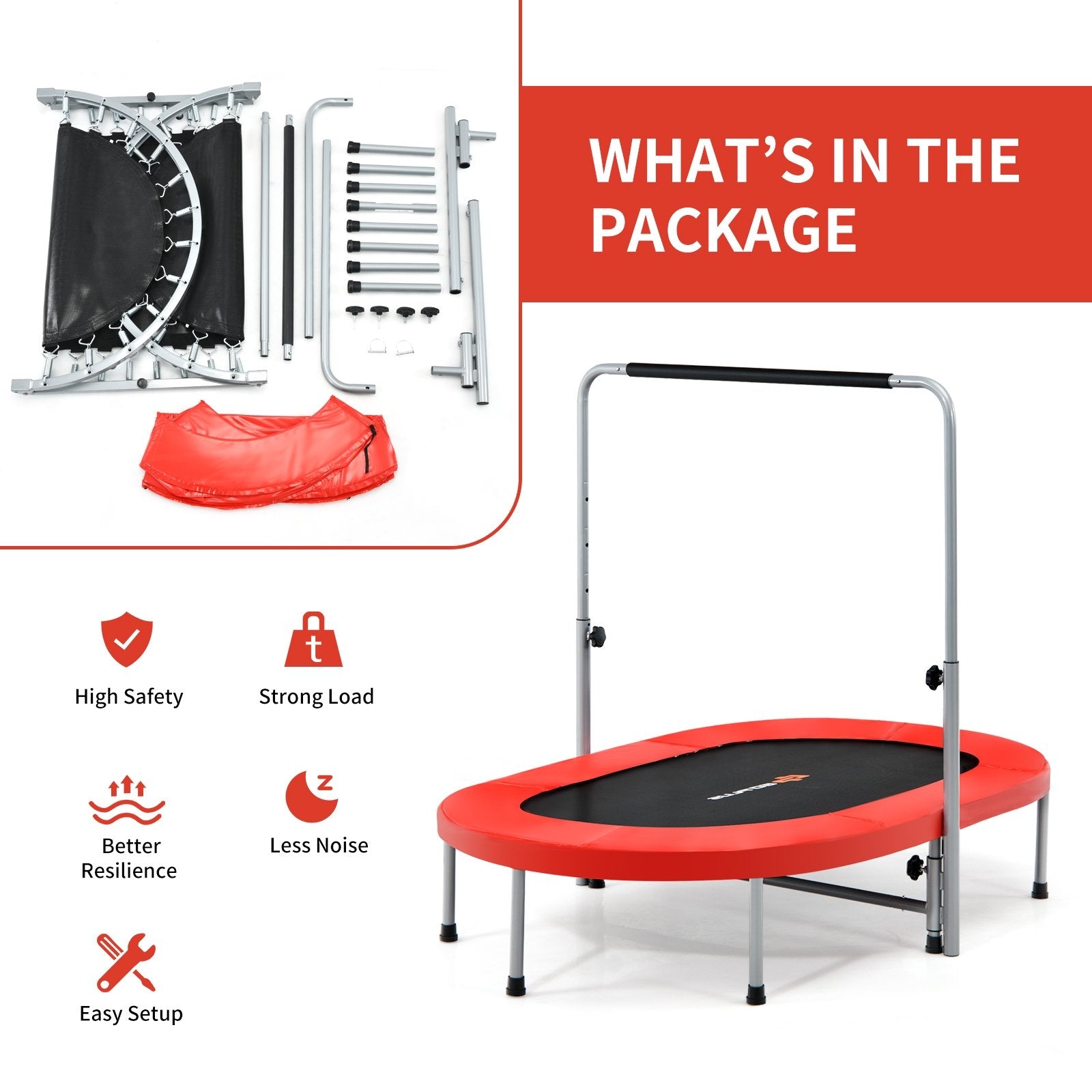 2-Person Foldable Mini Kids Fitness Rebounder Trampoline, Red Trampolines   at Gallery Canada