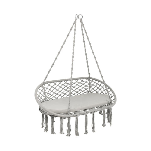 2 Person Hanging Hammock Chair with Cushion Macrame Swing, Gray