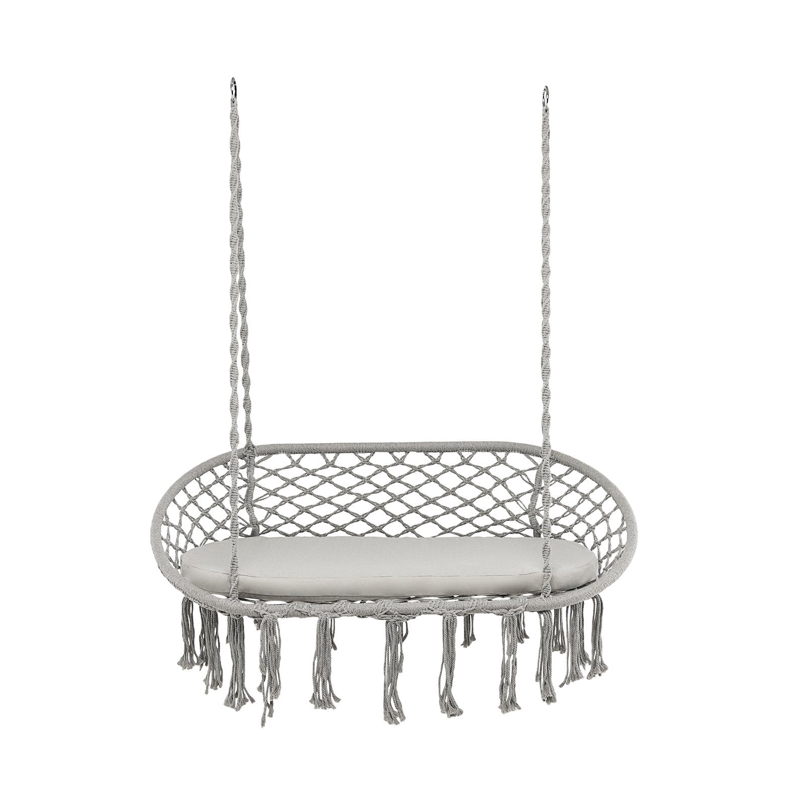 2 Person Hanging Hammock Chair with Cushion Macrame Swing, Gray Hammocks   at Gallery Canada