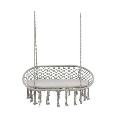 2 Person Hanging Hammock Chair with Cushion Macrame Swing, Gray Hammocks   at Gallery Canada