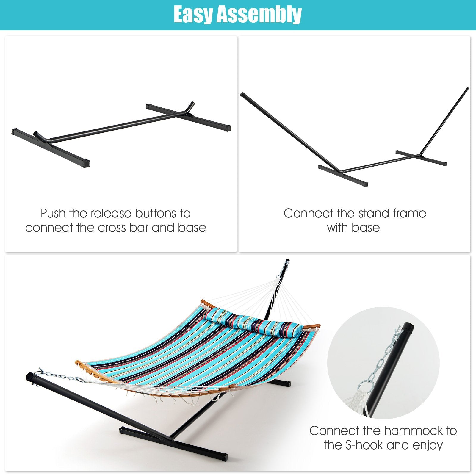 2-Person Heavy-Duty Hammock Stand with  Storage Bag, Black Hammocks   at Gallery Canada