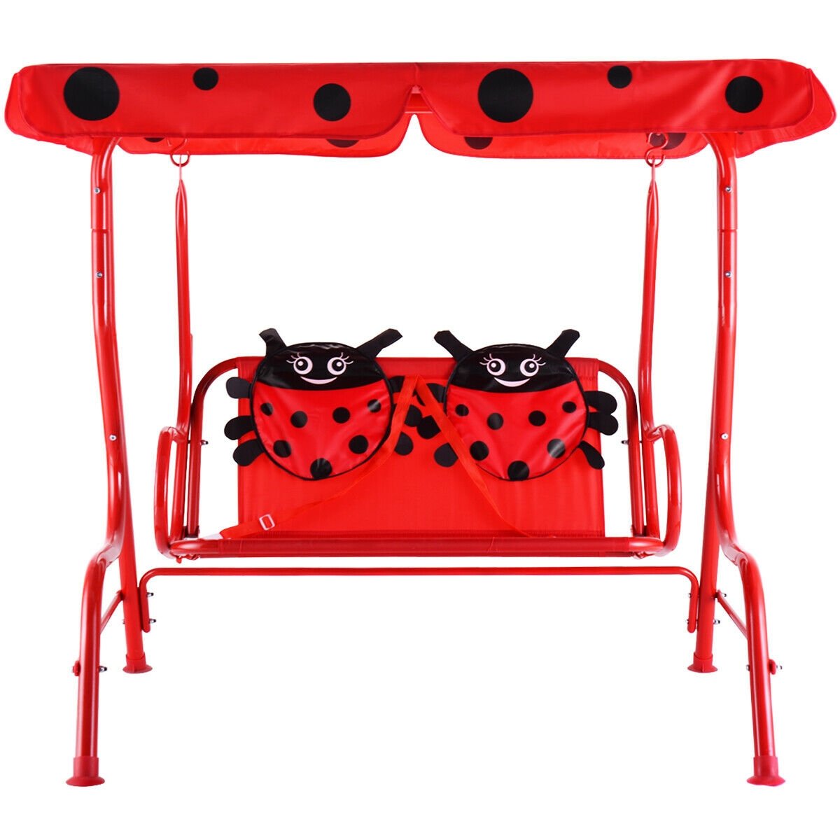 2 Person Kids Patio Swing Porch Bench with Canopy, Red Swing & Playsets   at Gallery Canada