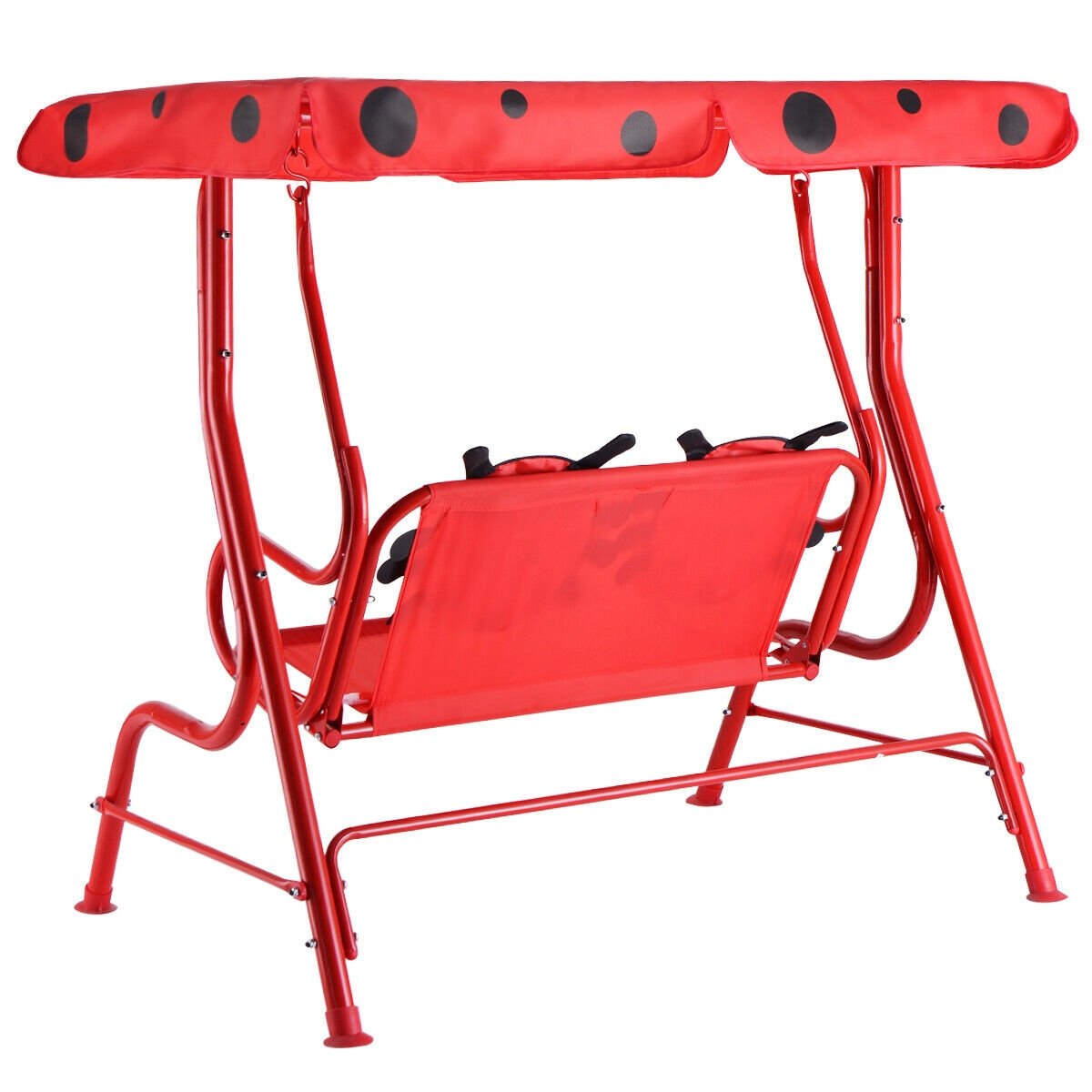 2 Person Kids Patio Swing Porch Bench with Canopy, Red Swing & Playsets   at Gallery Canada