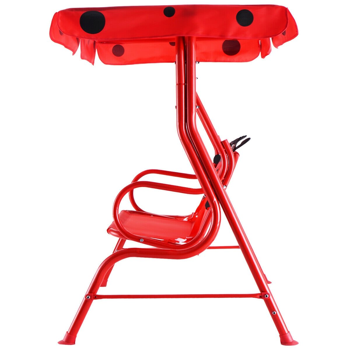 2 Person Kids Patio Swing Porch Bench with Canopy, Red Swing & Playsets   at Gallery Canada