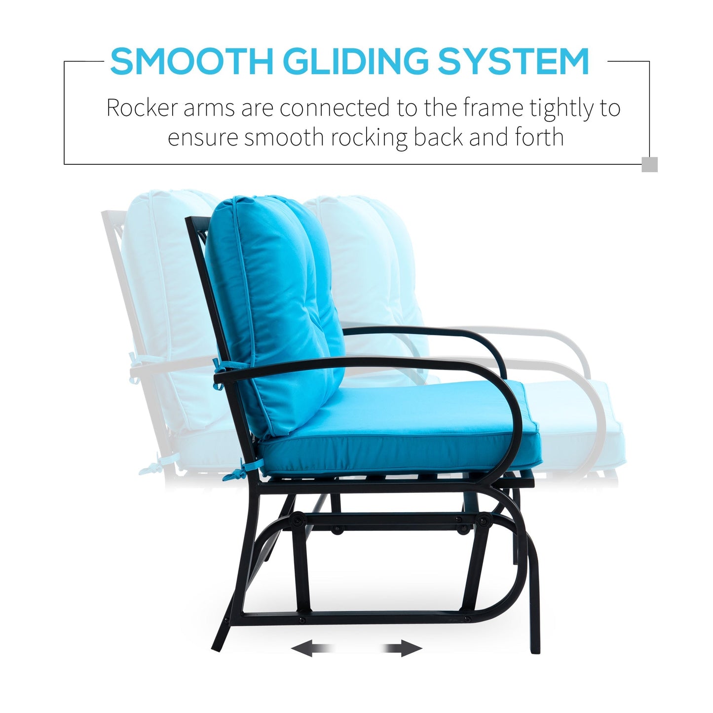 2-Person Outdoor Glider Chair, Patio Double Rocking Loveseat with Steel Frame and Cushions for Backyard, Garden and Porch, Blue Outdoor Gliders   at Gallery Canada