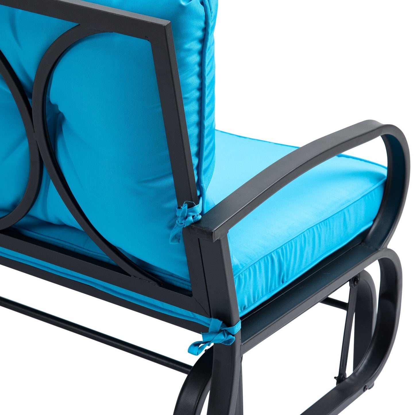 2-Person Outdoor Glider Chair, Patio Double Rocking Loveseat with Steel Frame and Cushions for Backyard, Garden and Porch, Blue Outdoor Gliders   at Gallery Canada