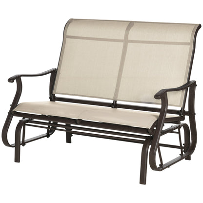 2-Person Outdoor Glider Chair, Patio Glider Rocking Chair with Mesh Seat and Backrest, Steel Frame for Outdoor, Backyard, Khaki Outdoor Gliders   at Gallery Canada