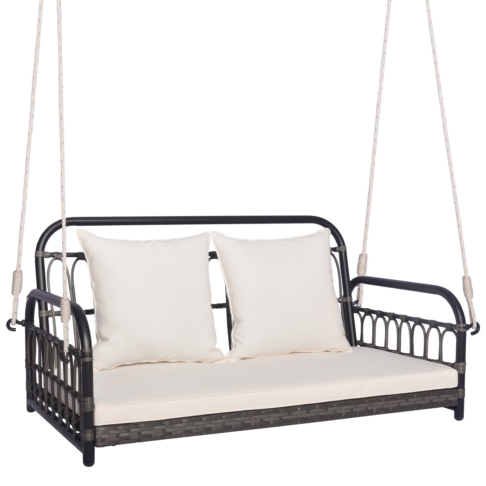 2-Person Outdoor Hanging Chair with Ropes, Gray Porch Swings   at Gallery Canada