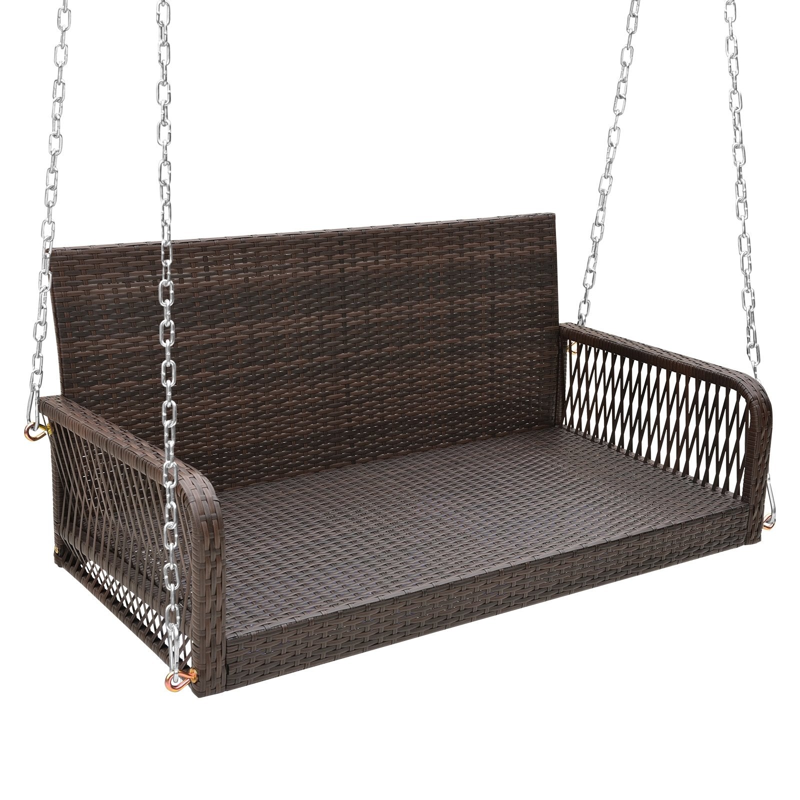 2-Person Outdoor Wicker Porch Swing with Seat and Back Cushions, Black Porch Swings   at Gallery Canada