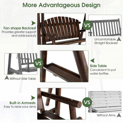 2-Person Outdoor Wooden Porch Swing with an Adjustable Canopy, Natural Porch Swings   at Gallery Canada