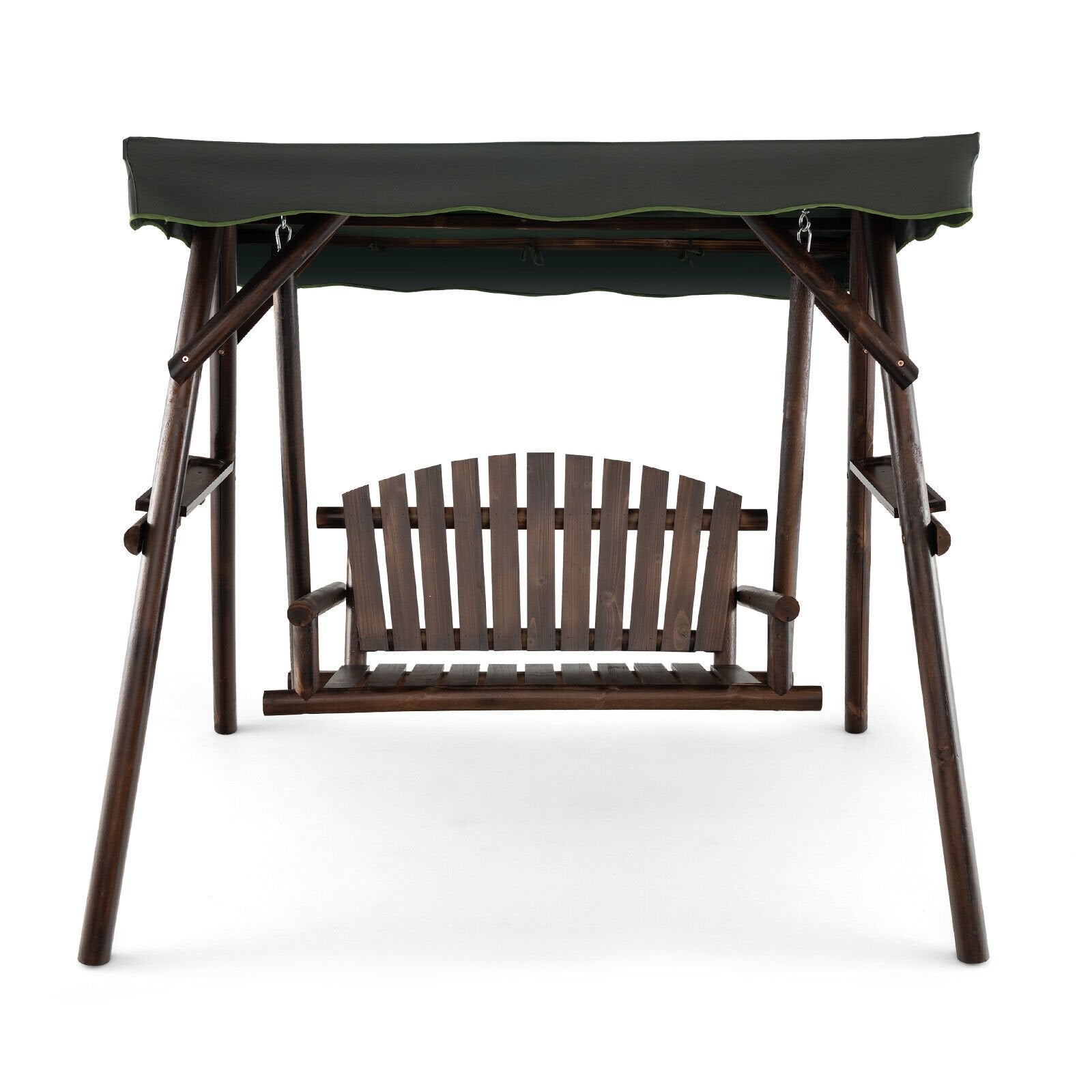 2-Person Outdoor Wooden Porch Swing with an Adjustable Canopy, Natural Porch Swings   at Gallery Canada