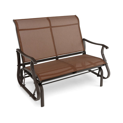 2-Person Patio Glider Bench with High Back and Curved Armrests, Brown Patio Rocking Chairs & Gliders   at Gallery Canada