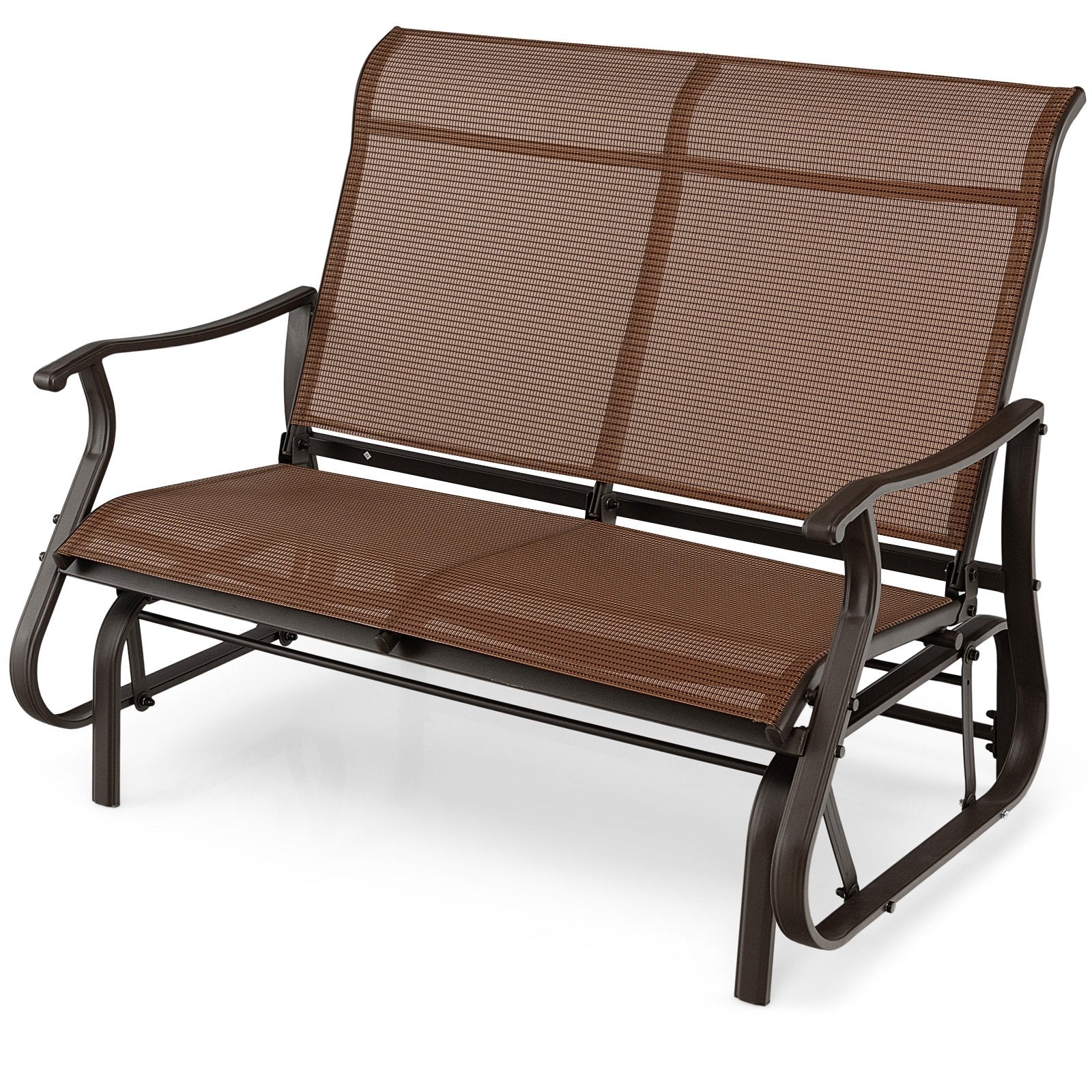 2-Person Patio Glider Bench with High Back and Curved Armrests, Brown Patio Rocking Chairs & Gliders   at Gallery Canada