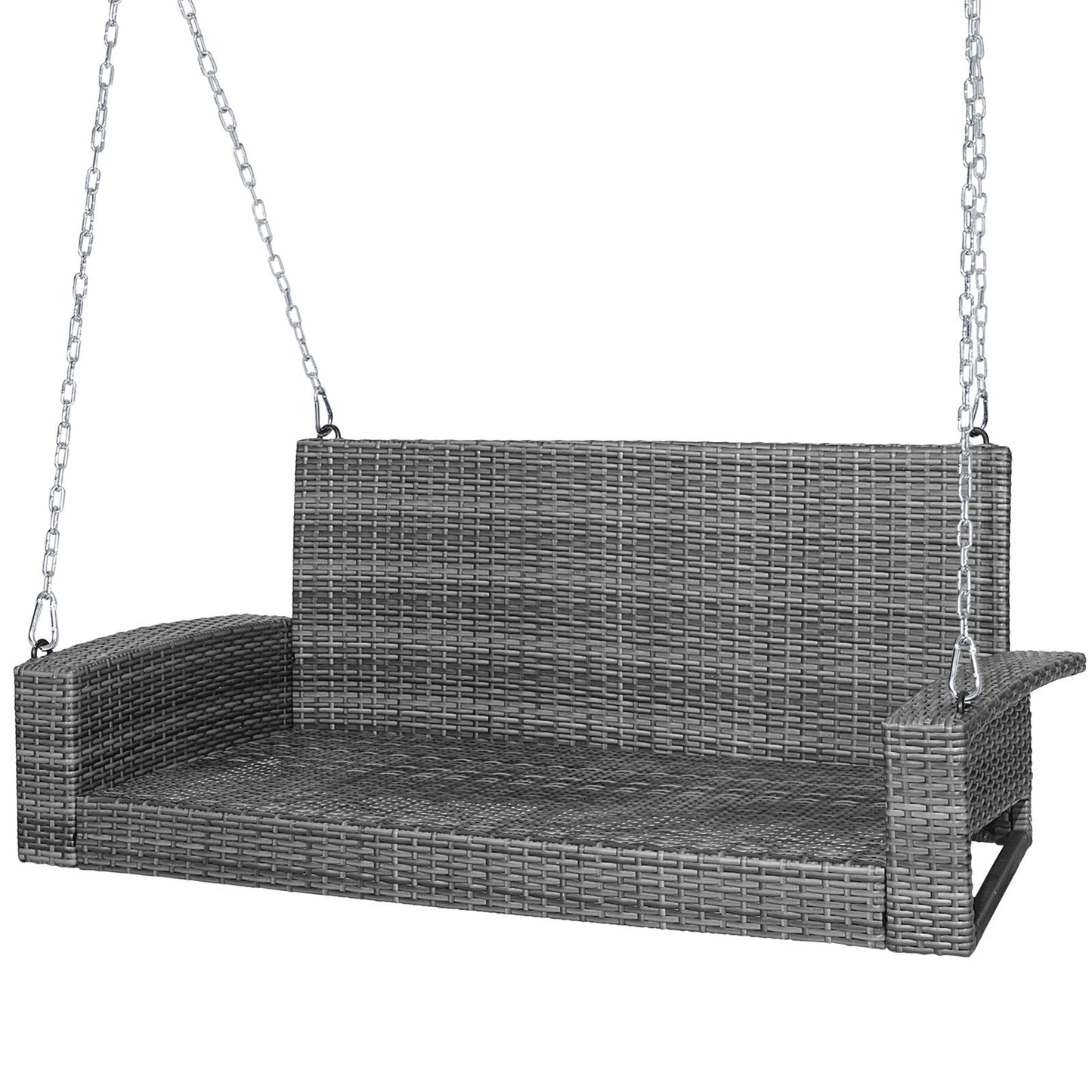 2-Person Patio PE Wicker Hanging Porch Swing Bench Chair Cushion 800 Pounds, Black Porch Swings   at Gallery Canada