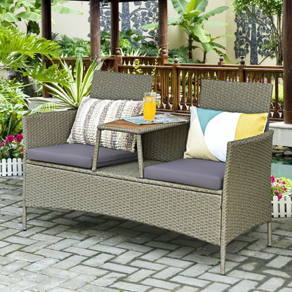 2-Person Patio Rattan Conversation Furniture Set with Coffee Table, Green Patio Conversation Sets   at Gallery Canada