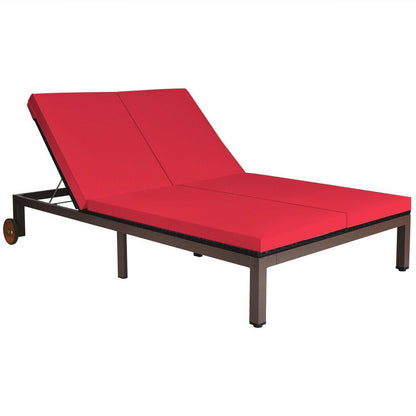 2-Person Patio Rattan Lounge Chair with Adjustable Backrest, Red Outdoor Chaise Lounges   at Gallery Canada